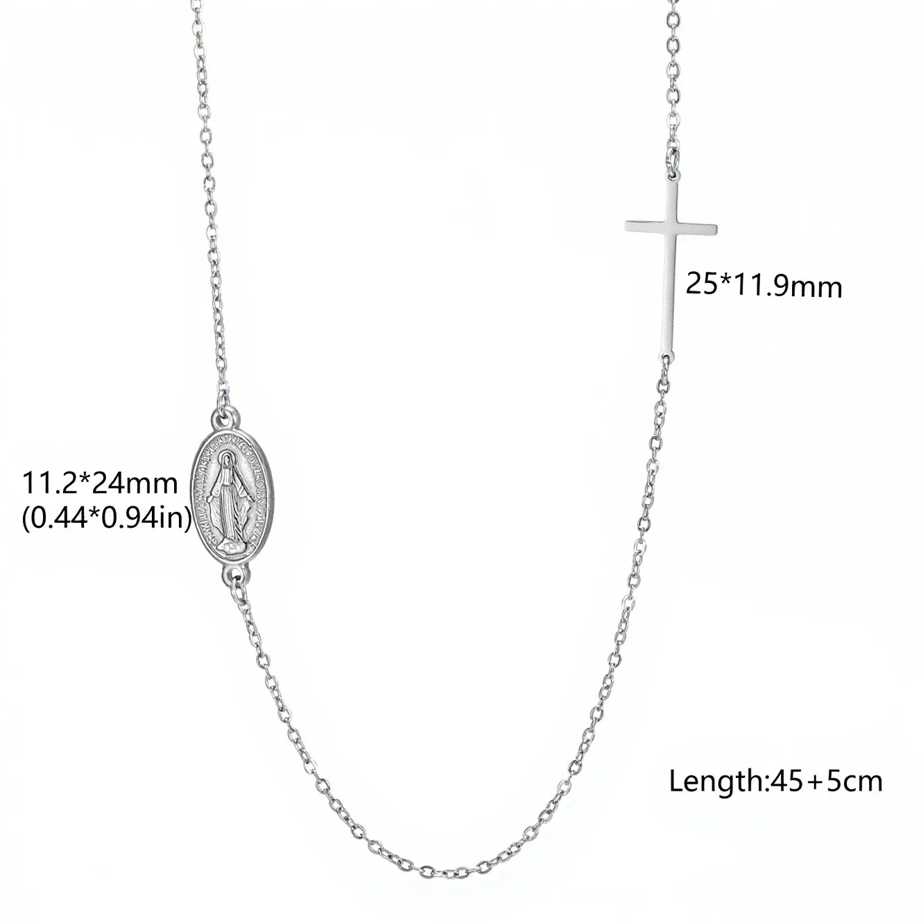 Collier Vierge Marie Notre-Dame en acier inoxydable – amulette religieuse pour femme