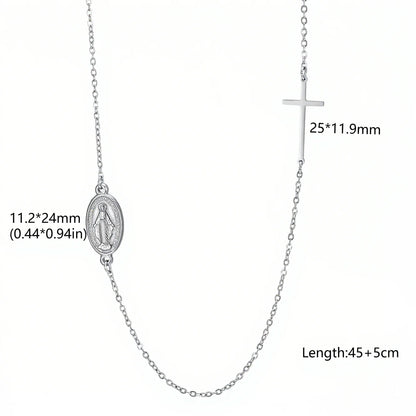 Collier Vierge Marie Notre-Dame en acier inoxydable – amulette religieuse pour femme