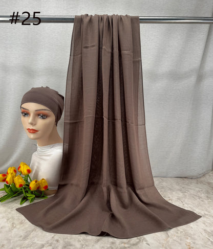 Hijab Modal avec Sous-Bonnet Intégré – 66 Couleurs | Respirant & Couvrant