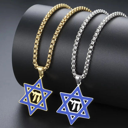 Collier Étoile de David & Chai en Acier Inoxydable – Bijou Judaïque Unisexe