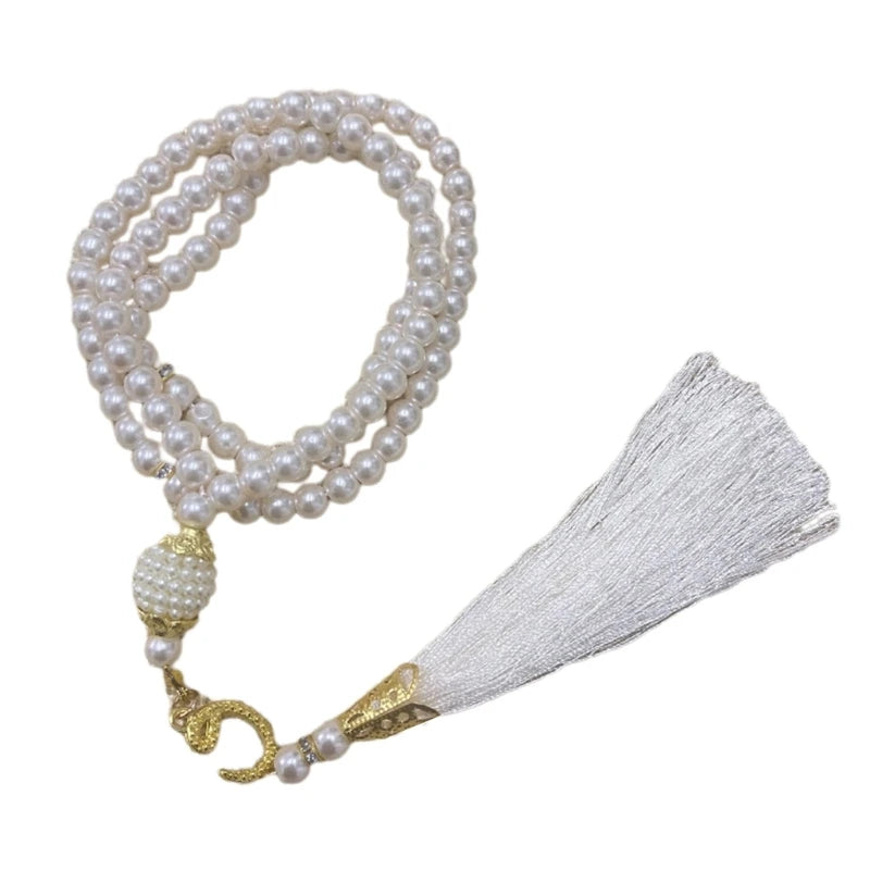 Tasbih 99 Perles Imitation Perle – Bracelet de Prière Musulman