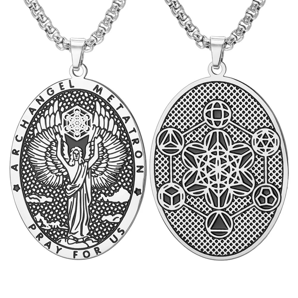 Erzengel-Metatron Halskette beidseitig – Metatrons Würfel aus Edelstahl