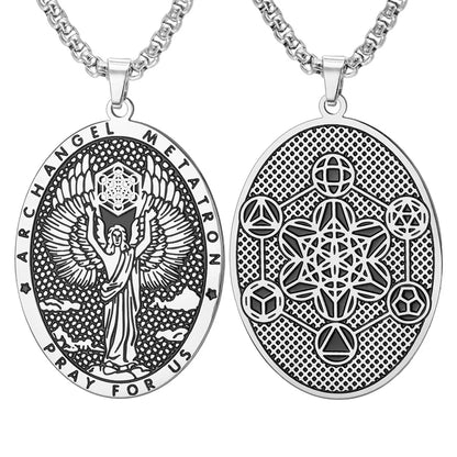 Erzengel-Metatron Halskette beidseitig – Metatrons Würfel aus Edelstahl