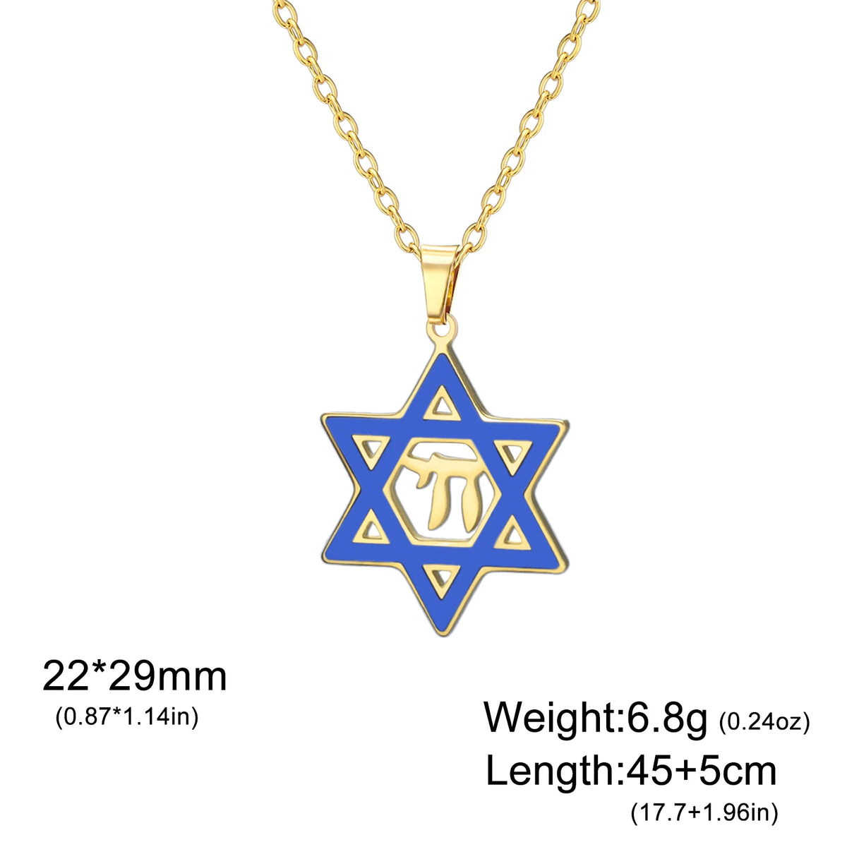 Collier Étoile de David & Chai en Acier Inoxydable – Bijou Judaïque Unisexe