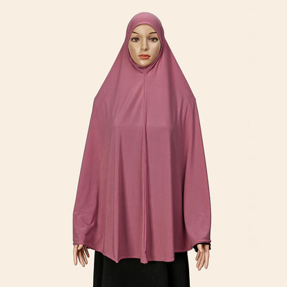 Abaya de prière musulmane pour femme avec hijab long couvrant – Coton doux, couleur unie, spécial Ramadan