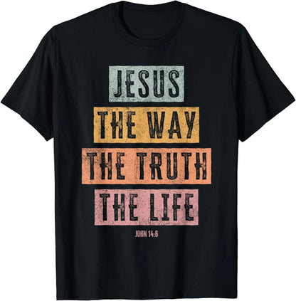 T-shirt chrétien Jésus, le chemin, la vérité, la vie – modèle unisexe vintage