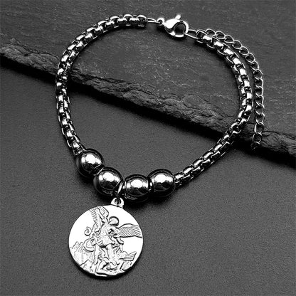 Collier Archange Saint Michel Doré – Pendentif Spirituel de Protection en Acier Inoxydable pour Homme et Femme