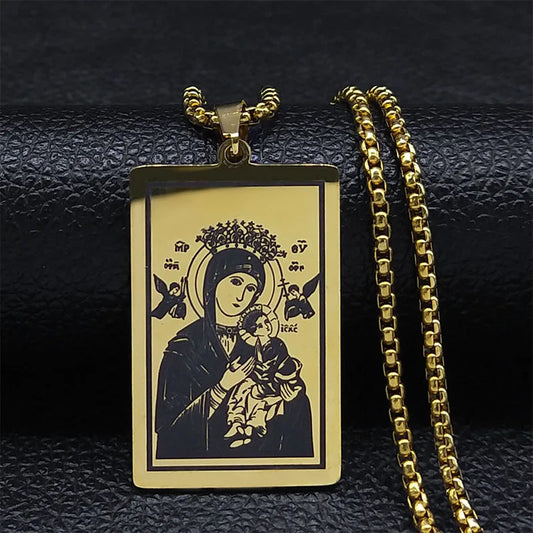 Collier médaille Vierge Marie de Schoenstatt en acier inoxydable – bijou religieux