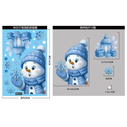 Stickers de Fenêtre Noël – Père Noël, Bonhomme de Neige & Flocons | Décoration Électrostatique Réutilisable