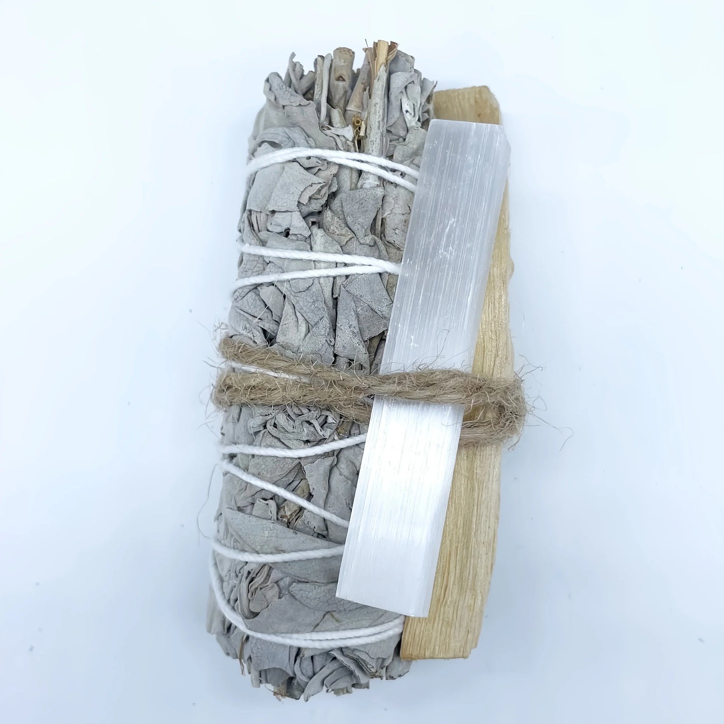 Kit de purification maison – pierre, sauge blanche et palo santo péruvien, cadeau spirituel