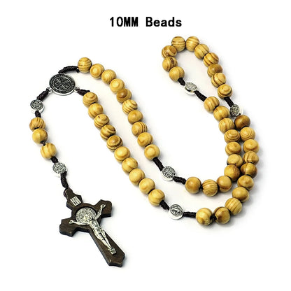 Chapelet Catholique en Bois – Collier de Prière avec Croix INRI pour Hommes & Femmes