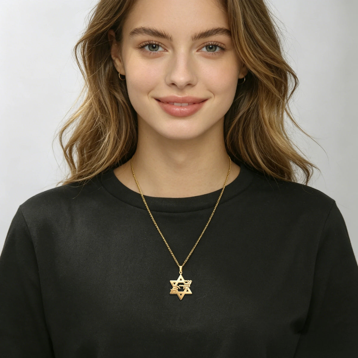 Collier Am Yisrael Chai & Étoile de David en Acier Inoxydable – Unisexe