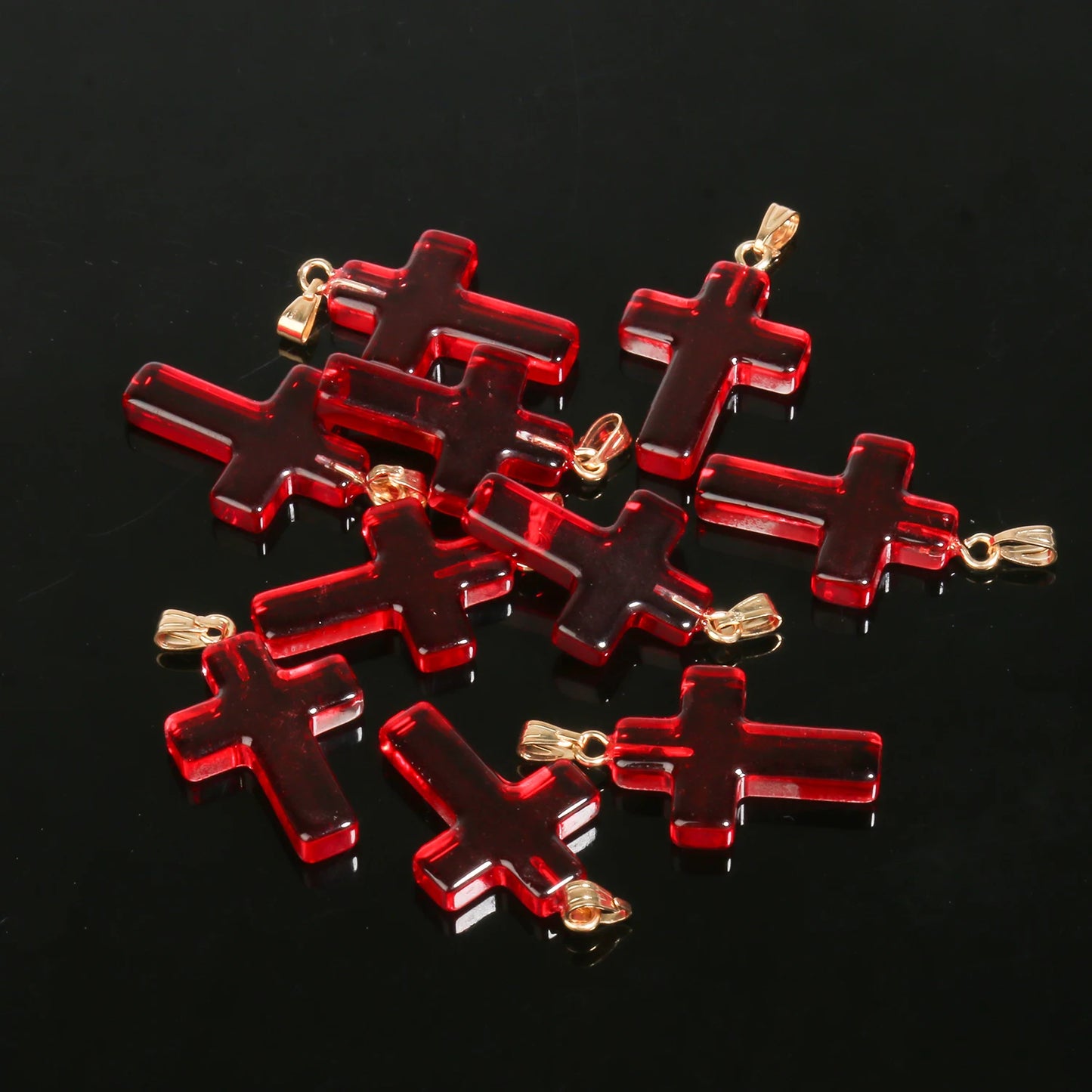 10 Pendentifs Croix en Verre Lampwork – DIY Bijoux