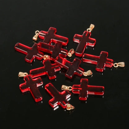 10 Pendentifs Croix en Verre Lampwork – DIY Bijoux