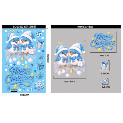 Stickers de Fenêtre Noël – Père Noël, Bonhomme de Neige & Flocons | Décoration Électrostatique Réutilisable