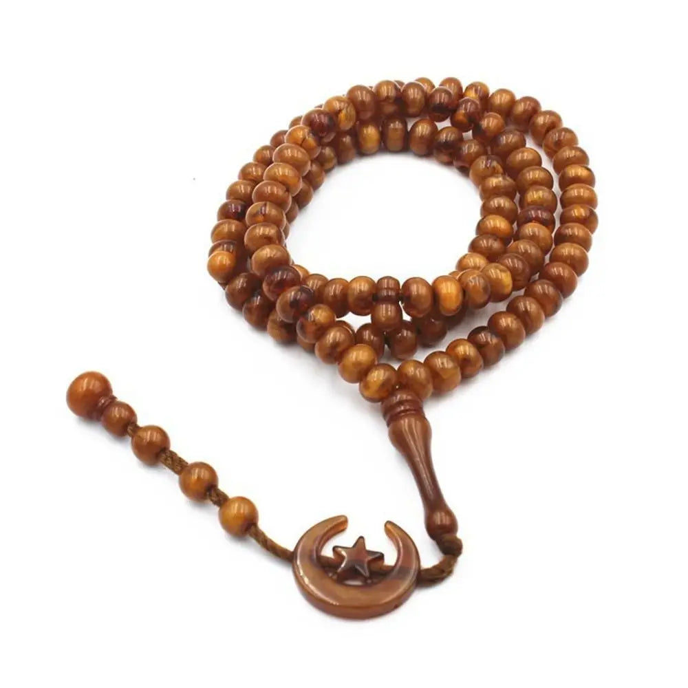 Chapelet musulman Ramadan 99 perles avec lune et étoile – tasbih islamique pour prière et dhikr