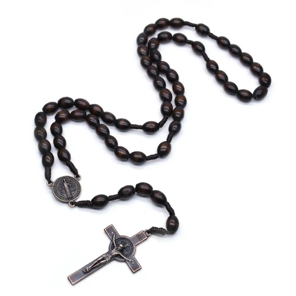 Religious wooden hanging ornament with crucifix – spiritual decoration
