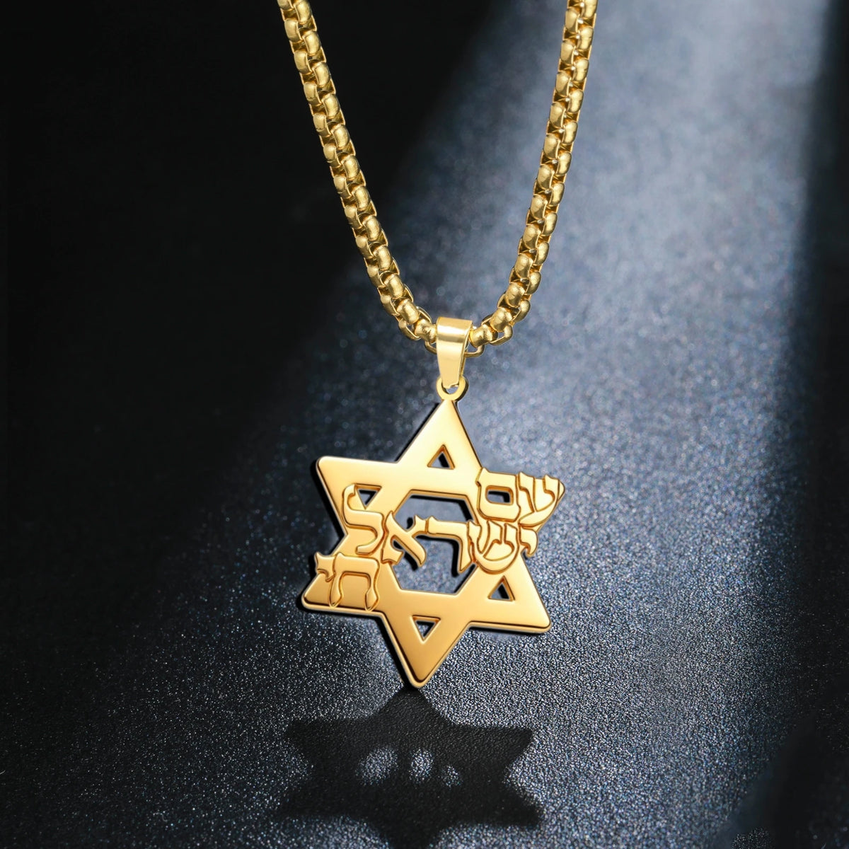 Collier Am Yisrael Chai & Étoile de David en Acier Inoxydable – Unisexe