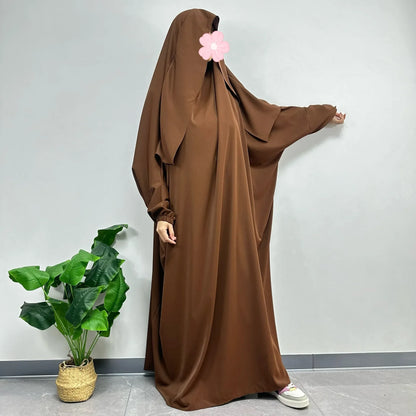 Abaya de prière une pièce avec capuche – robe musulmane femme