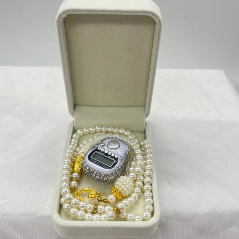Cofre Tasbih & Contador Digital LCD – Set Espiritual Elegante Ramadan & Meditación