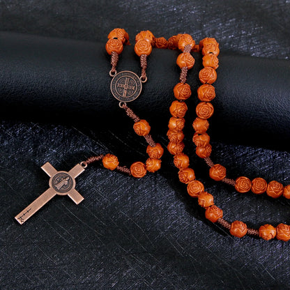 Chapelet en Perles Acryliques – Collier Croix INRI pour Hommes & Femmes | Bijou de Prière Chrétien