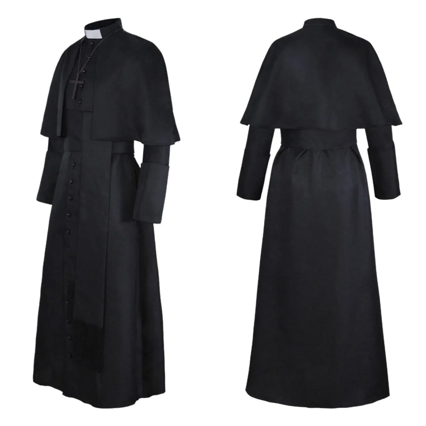 Soutane de prêtre médiévale rétro – Costume cosplay Renaissance, robe religieuse catholique pour homme
