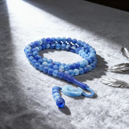 Tasbih Musulman 99 Perles 8mm – Chapelet Islamique Lune & Étoile avec Pompon | Cadeau Ramadan & Aïd