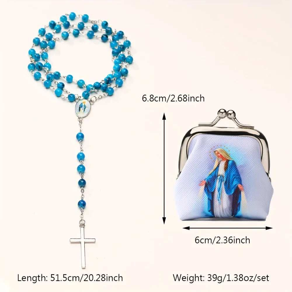 Lot de 1, 5, 10 ou 20 Chapelets Vierge Marie avec Pochette Offerte – Un Cadeau de Foi à Offrir ou à Garder Près du Cœur 💙