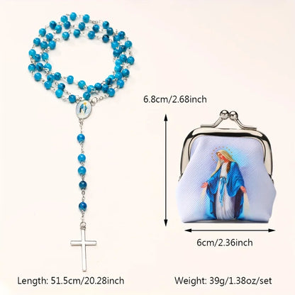 Lot de 1, 5, 10 ou 20 Chapelets Vierge Marie avec Pochette Offerte – Un Cadeau de Foi à Offrir ou à Garder Près du Cœur 💙