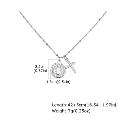 Collier Vierge Marie avec croix en zircon – bijou religieux pour femme