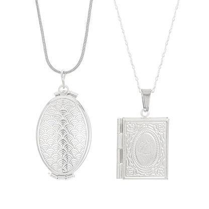 Collier pendentif Allah avec cadre photo Quran – bijou religieux unisexe