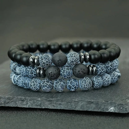 Herren-Set aus 3 Steinperlen-Armbändern – Modelle zur Auswahl