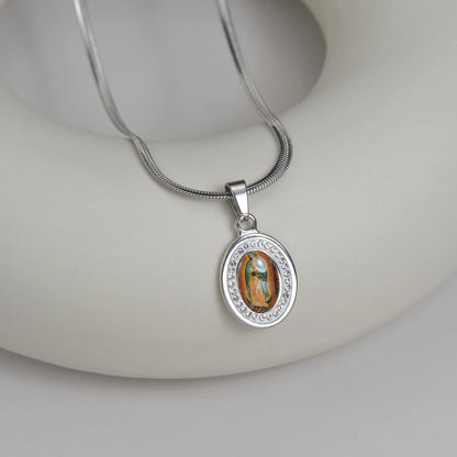 Collier Vierge Marie en Acier Inoxydable – Pendentif Religieux Doré ou Argenté