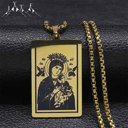 Collier médaille Vierge Marie de Schoenstatt en acier inoxydable – bijou religieux