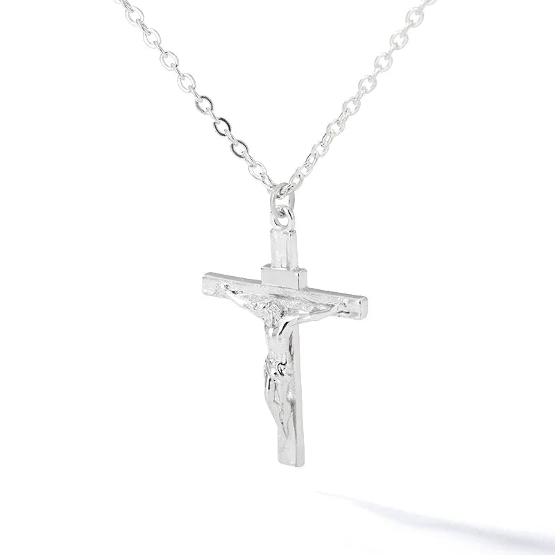 Collier Croix Chrétienne en Acier Inoxydable – Pendentif Jésus – Bijou de Foi Homme & Femme