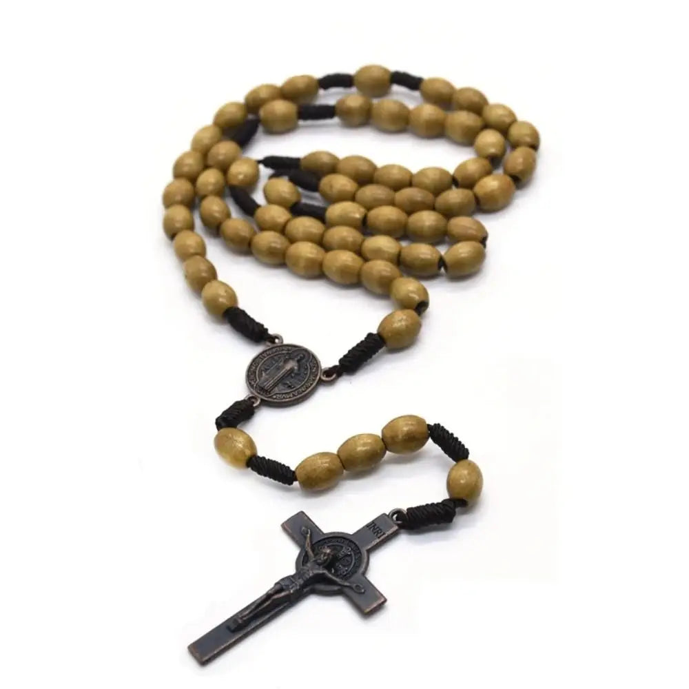 Religious wooden hanging ornament with crucifix – spiritual decoration