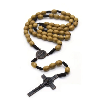 Religious wooden hanging ornament with crucifix – spiritual decoration