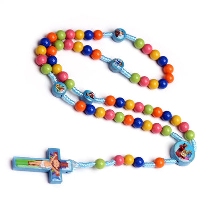 Chapelet enfant tissé à la main avec Jésus-Christ – collier chrétien