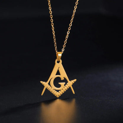 Collier Maçonnique en Acier Inoxydable – Pendentif Équerre & Compas