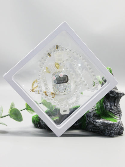 Set tasbih cristal 99 perlas + contador islámico – Cofre de regalo transparente