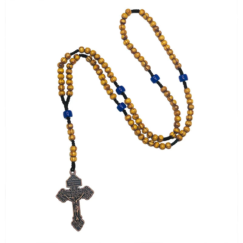 Rotes Christliches Rosenkranz-Armband – 6 mm Perlen & Jesus-Kreuz