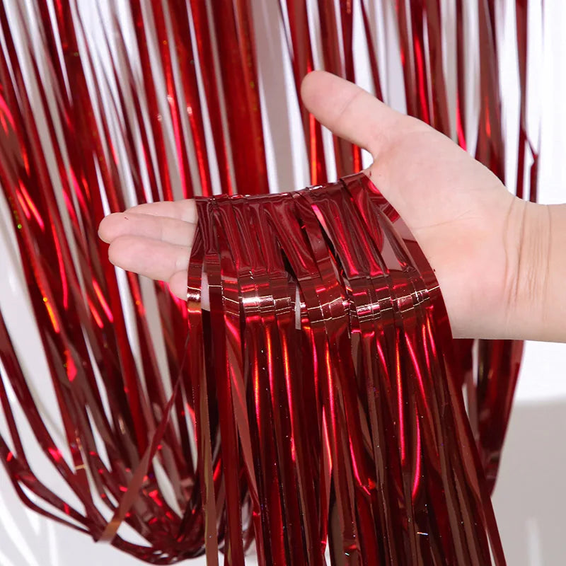 Rideau de fête métallisé (Foil Tassel Fringe Curtain)