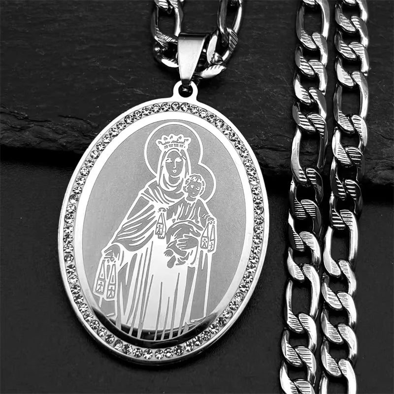 Halskette Jungfrau Maria aus vergoldetem Edelstahl – Unisex-Katholikschmuck