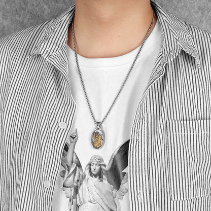 Collier Saint Christophe en acier inoxydable – amulette protectrice unisexe