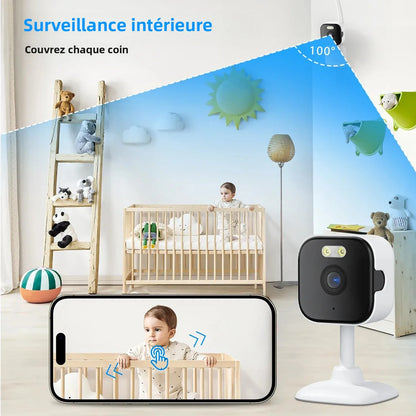 Caméra de Surveillance WiFi HD 5MP Mini Intérieure – Vision Nocturne, Audio Bidirectionnel & Détection de Mouvement