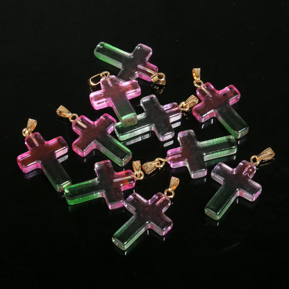 10 Pendentifs Croix en Verre Lampwork – DIY Bijoux