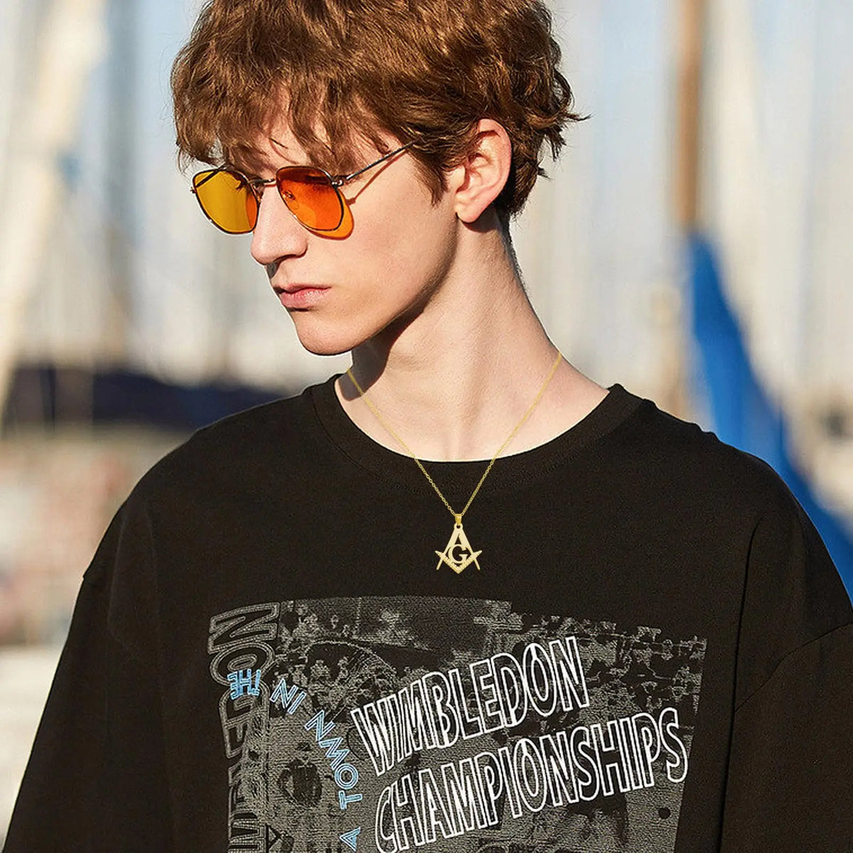 Collier Maçonnique en Acier Inoxydable – Pendentif Équerre & Compas