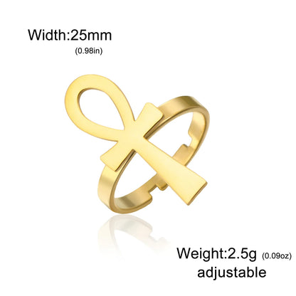 Verstellbarer Ankh-Ring aus Edelstahl – Unisex-Glücksbringer