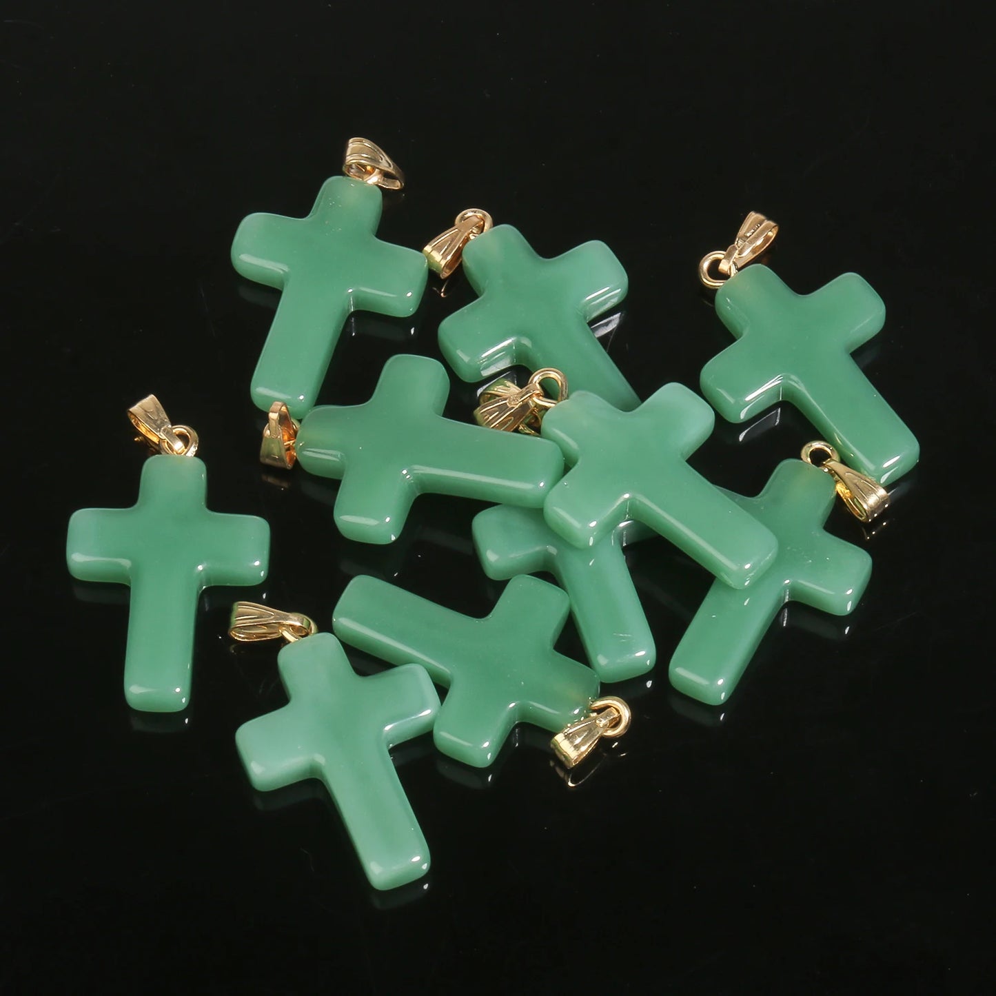 10 Pendentifs Croix en Verre Lampwork – DIY Bijoux