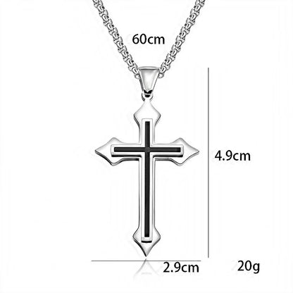Collier croix minimaliste goutte noire en acier inoxydable – bijou unisexe